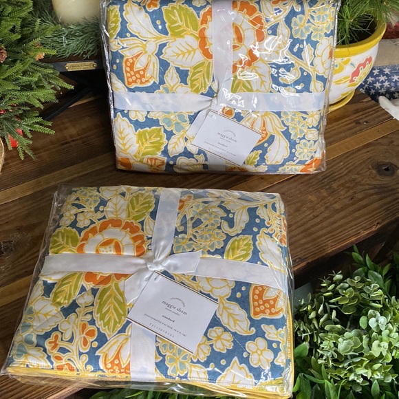 Pottery Barn Other - Pottery Barn Maggie Floral Batted Side Tie Standard Shams - Set of two